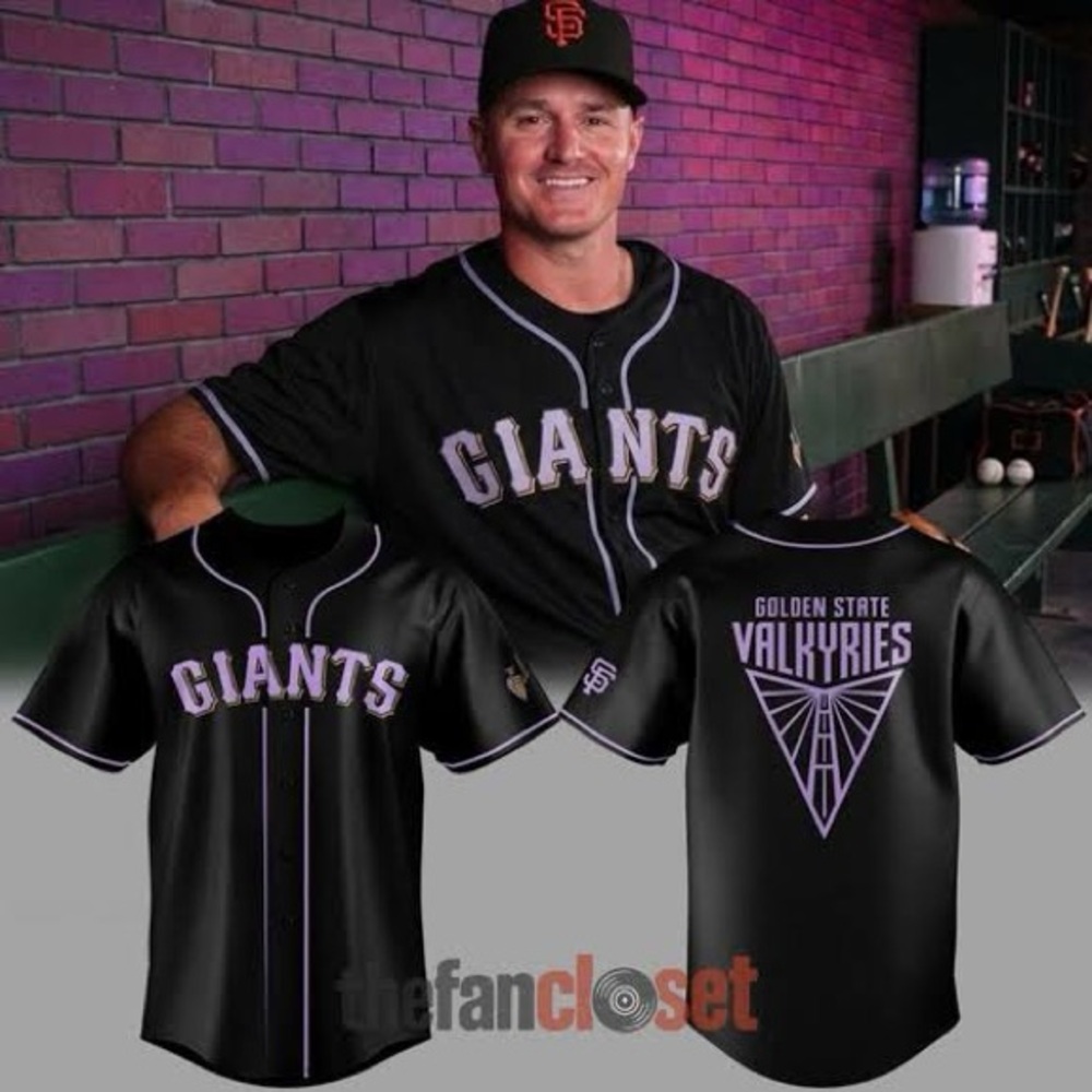Giants Black Baseball Jersey with Purple Trim